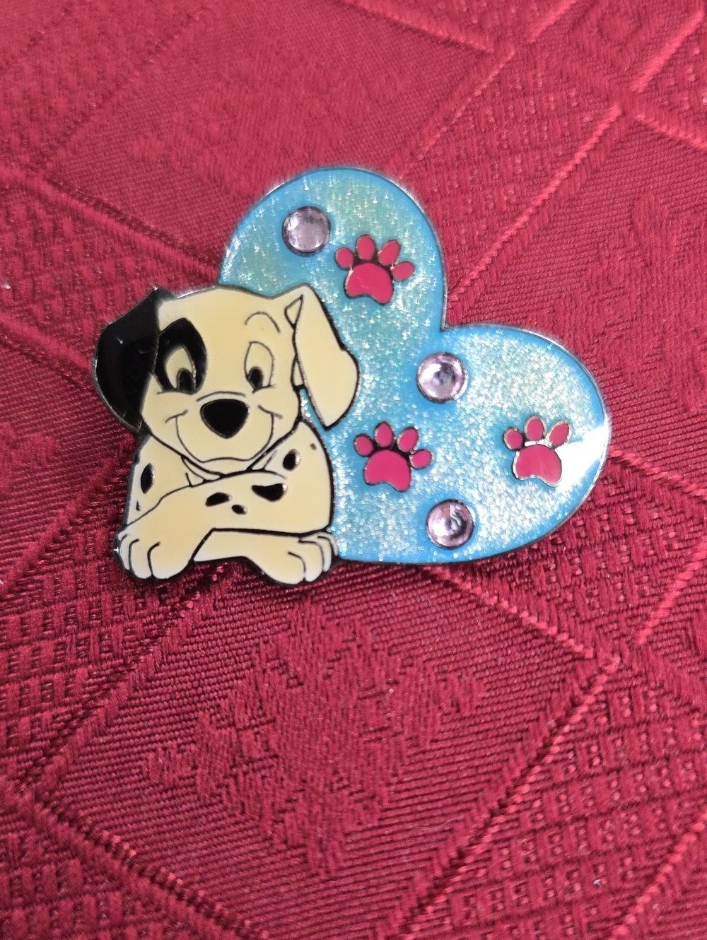 Disney Blue Heart Dalmatian Pin with Pink Paw Details